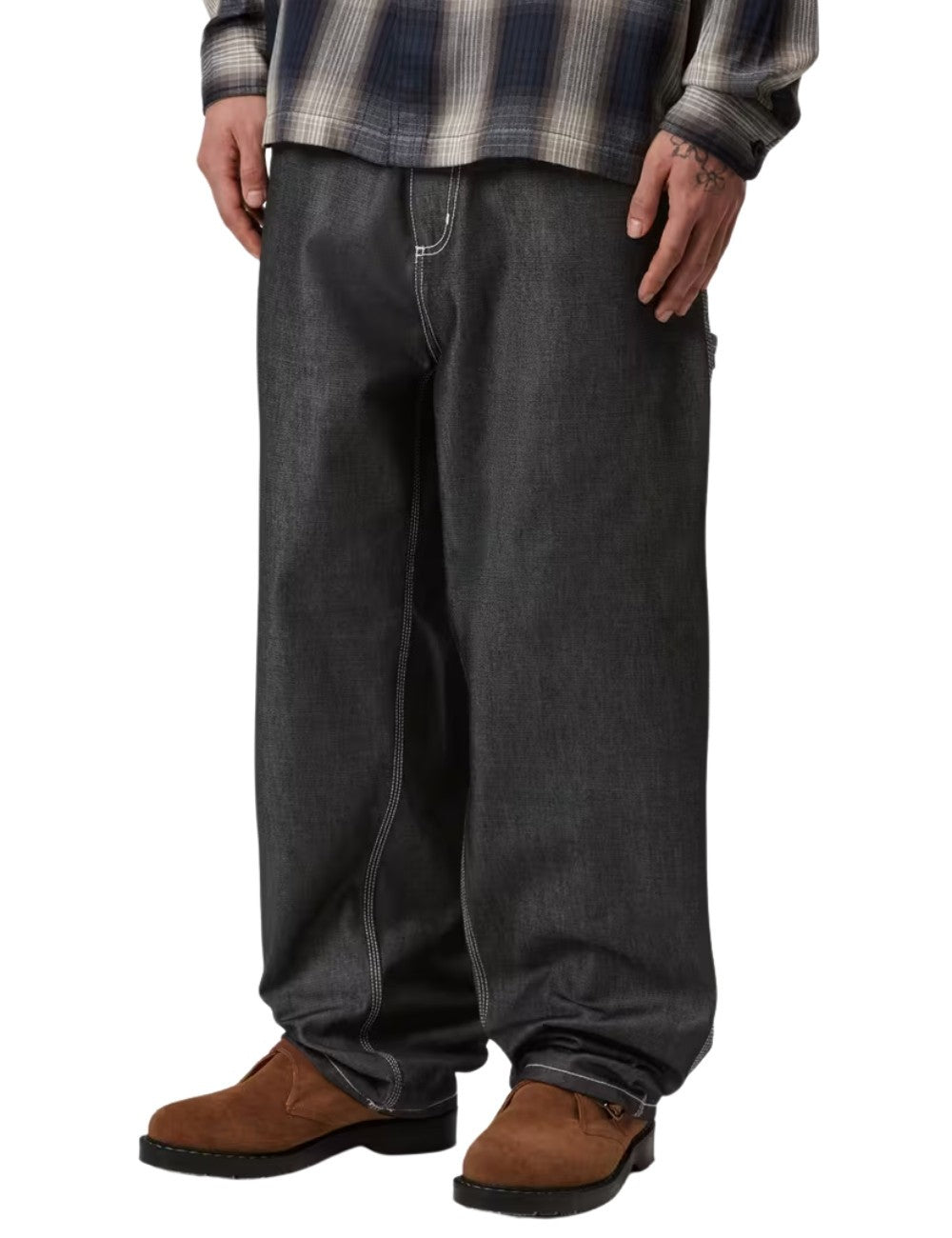 Pantalon Carhartt WIP Single Knee Pant Noir en toile de coton robuste pour homme