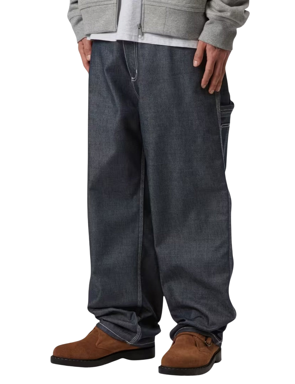Pantalon Carhartt WIP Single Knee Pant Bleu (Blue Denim) en denim de coton robuste pour homme