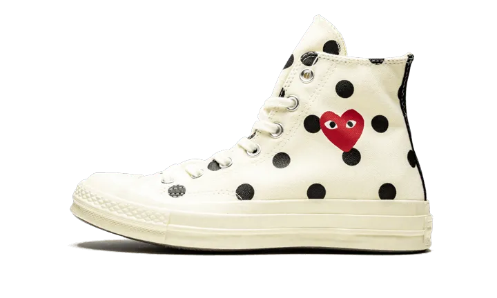 Chuck Taylor All-Star 70s Hi Comme des Garçons PLAY Polka Dot White