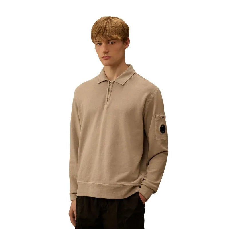 Malfilè Fleece Lens Half Zip Sweatshirt -  DOVE - GREY