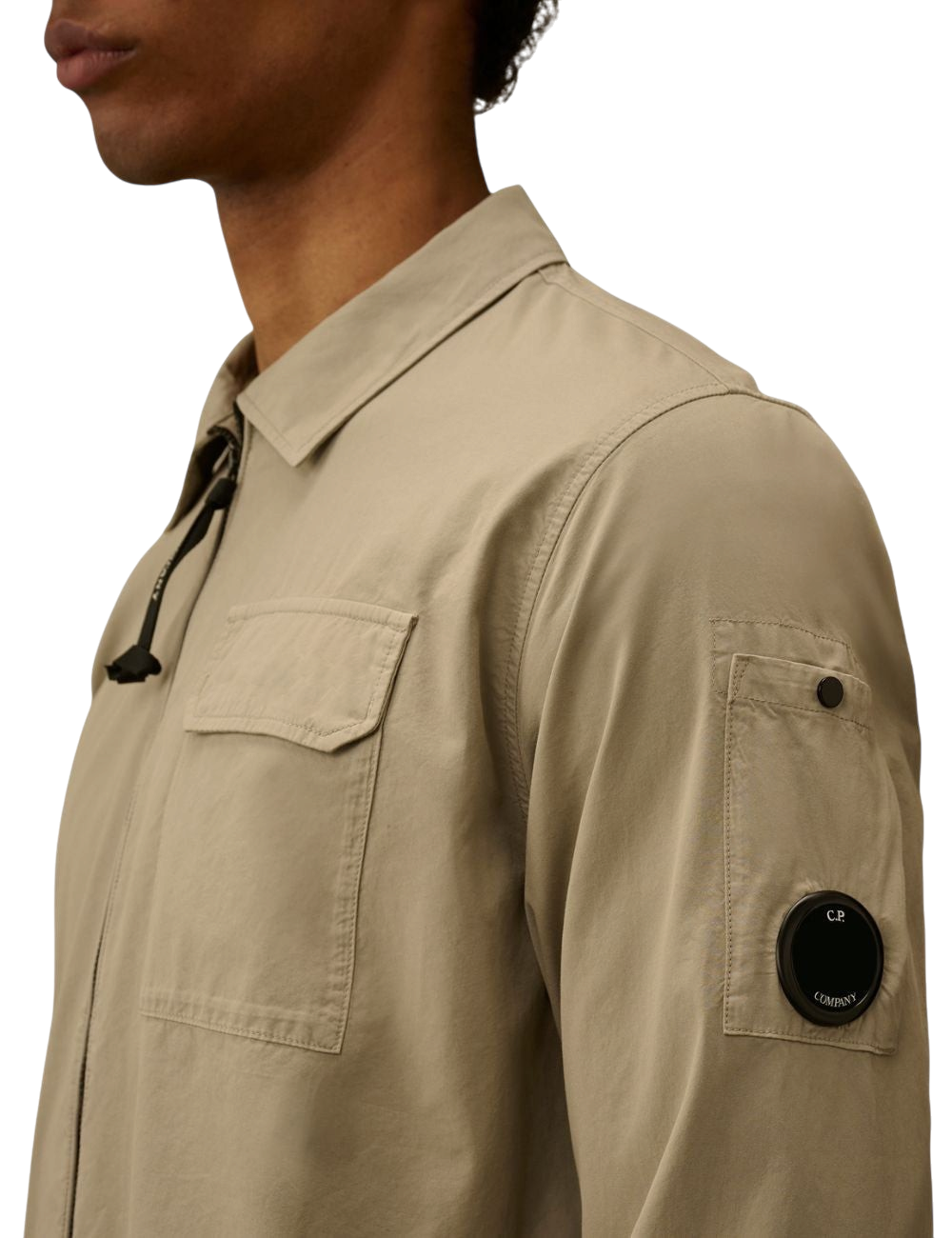 Chemise C.P. Company Organic Gabardine Zipped Lens Overshirt Coupe Regular Homme