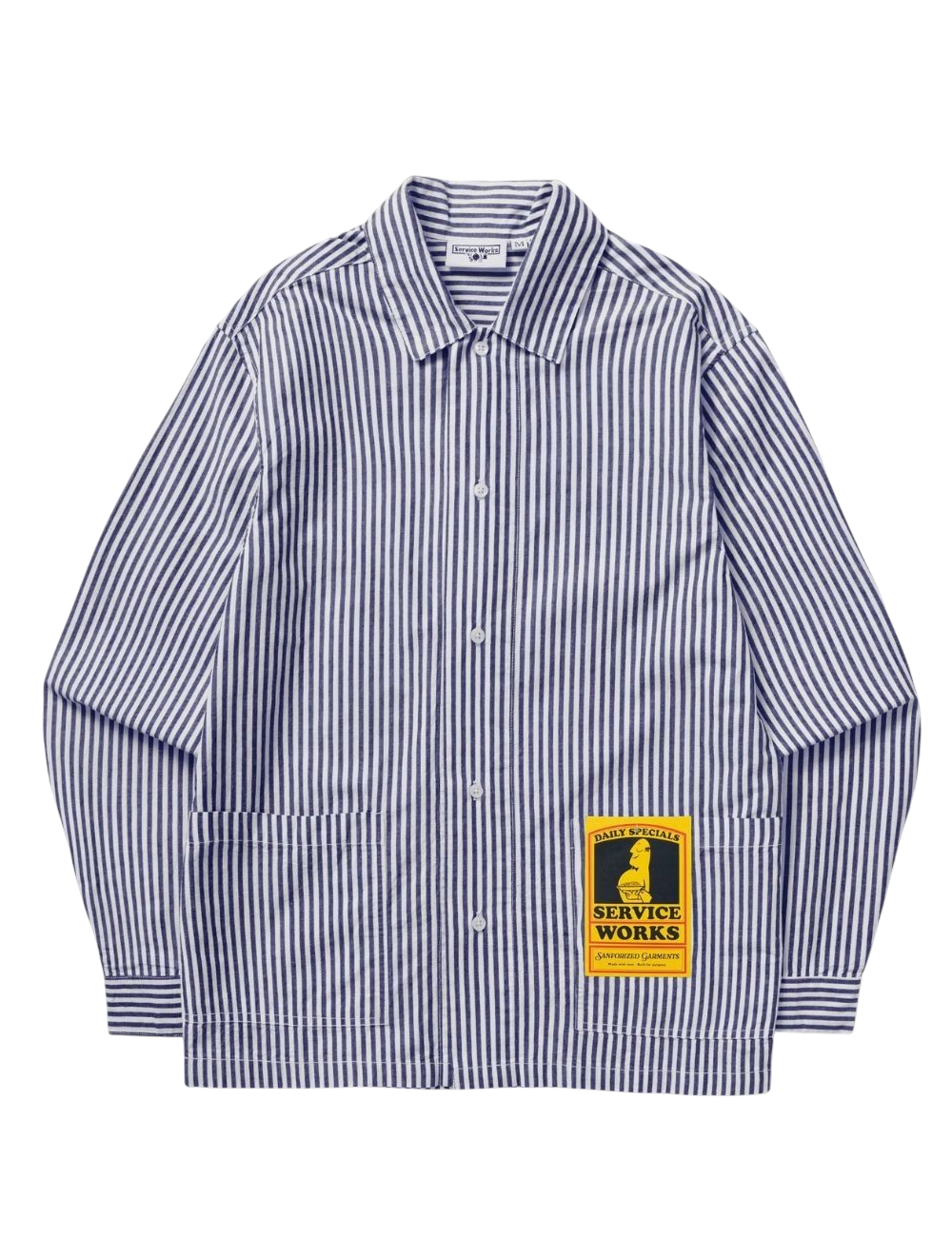 Chemise Service Works Poplin Stripe Waiter Shirt Royal Rayée Coupe Regular Unisexe