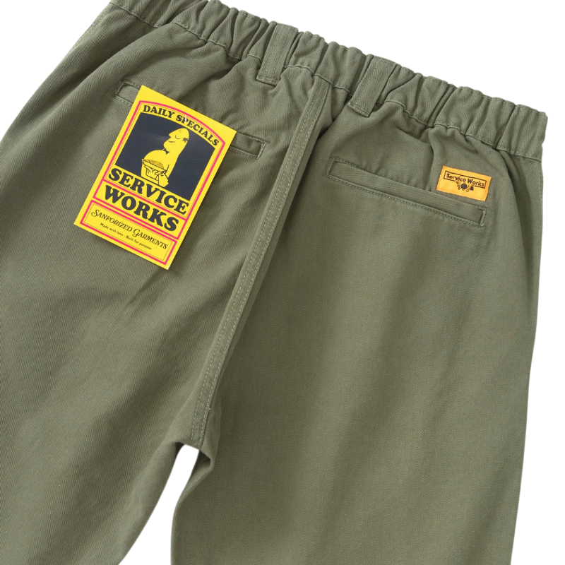SERVICE WORKS PANTALON DE SERVEUR EN SERGE VERT