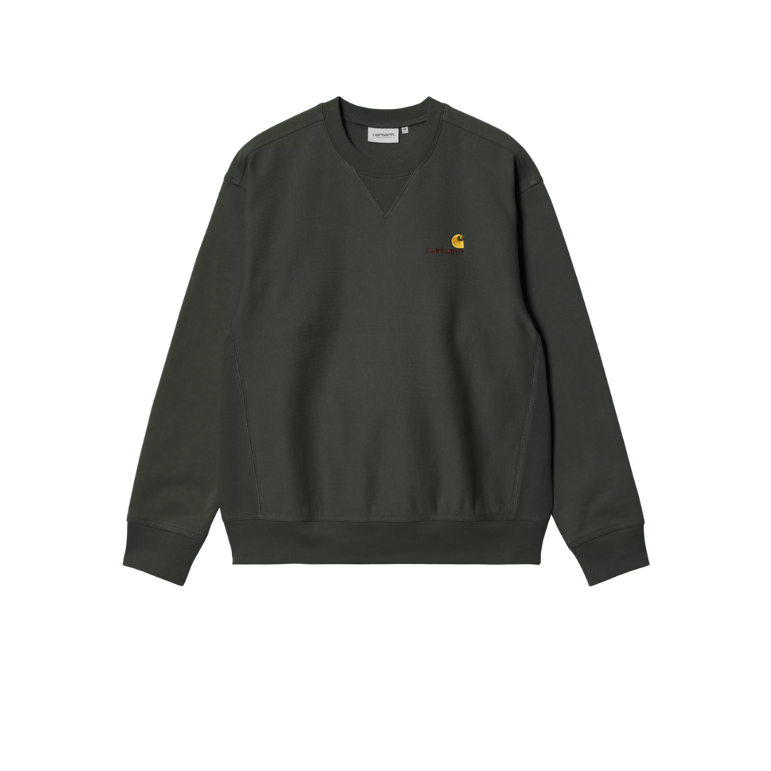 SWEATSHIRT CARHARTT WIP AMERICAN SCRIPT SWEATSHIRT VERT (RAVEN) POUR HOMME