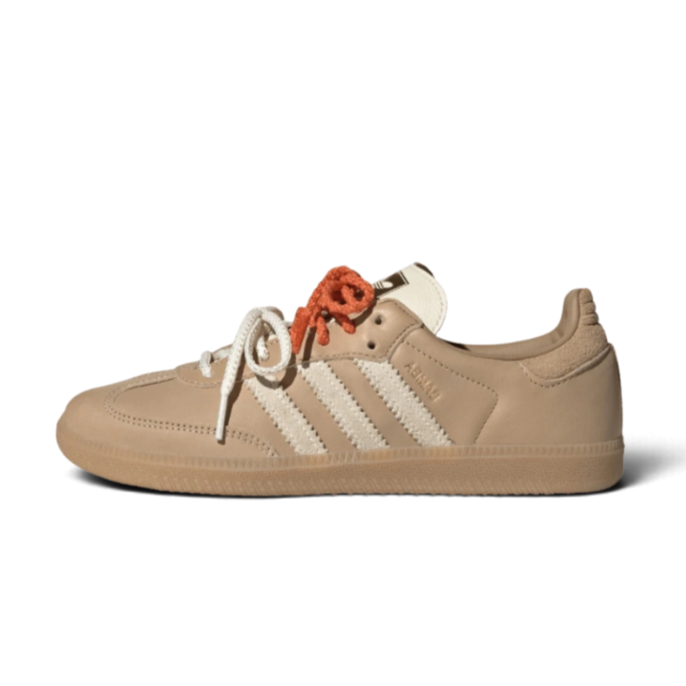 Baskets We Have It adidas Samba OG en cuir beige avec lacets contrastés et semelle en gomme