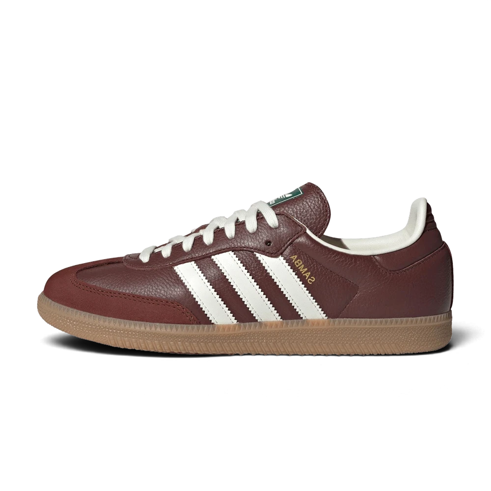 Baskets We Have It adidas Samba OG en cuir marron Fox Brown avec bandes blanches et semelle en gomme