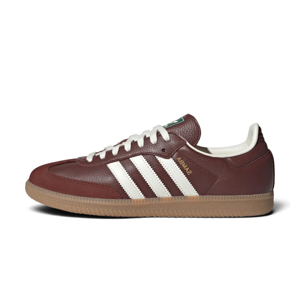Baskets We Have It adidas Samba OG en cuir marron Fox Brown avec bandes blanches et semelle en gomme