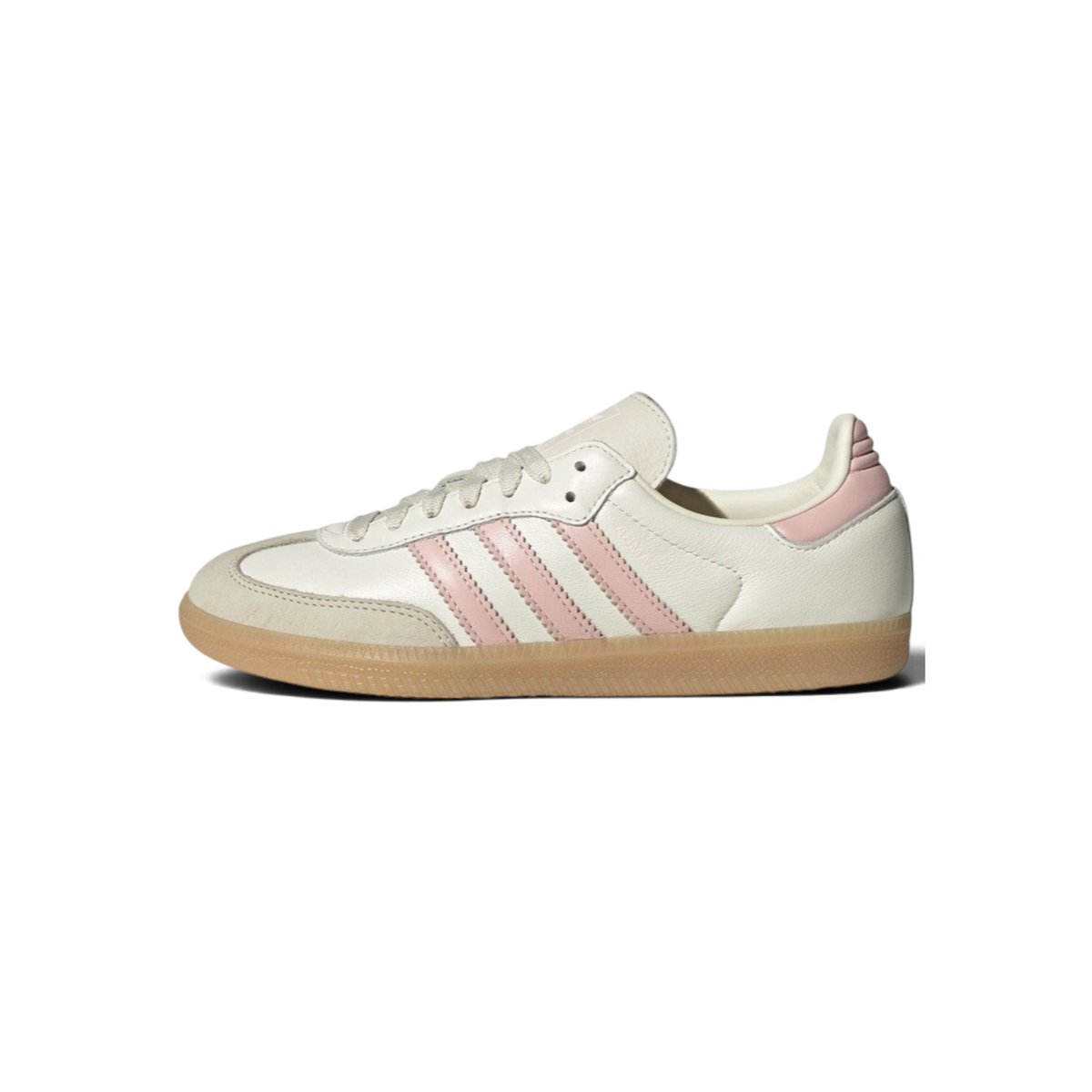 Baskets We Have It adidas Samba OG en cuir blanc cassé avec bandes rose sable et semelle en gomme