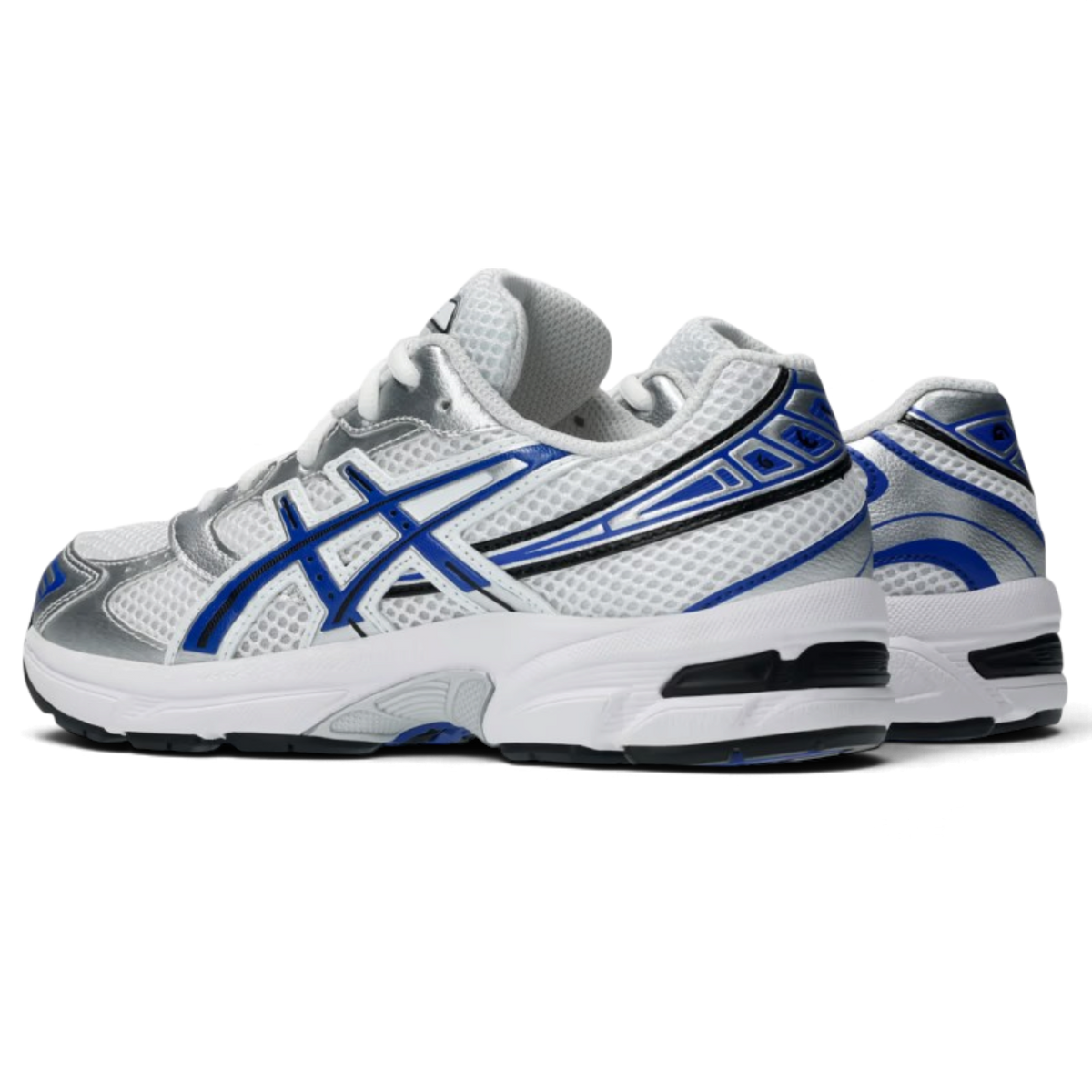 Baskets We Have It ASICS Gel-1130 pour enfant en mesh blanc avec détails bleus et argentés, vue latérale