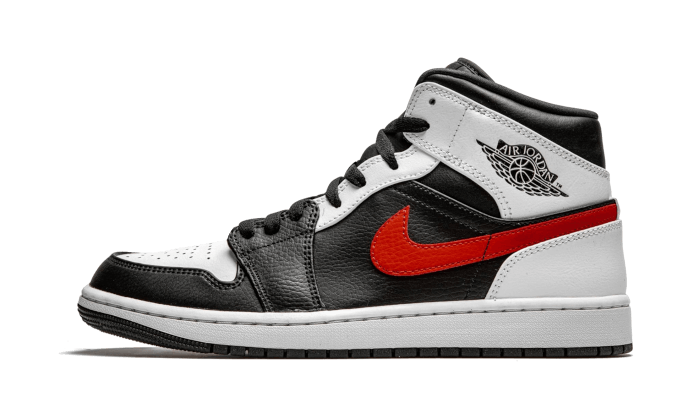 Air Jordan 1 Mid Black Chile Red White - 554724-075