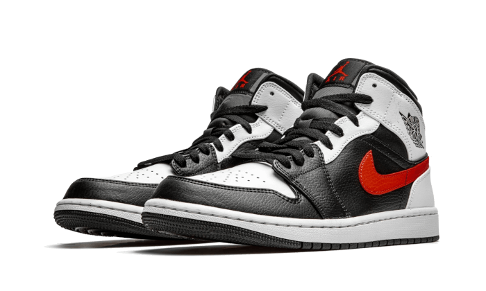 Air Jordan 1 Mid Black Chile Red White - 554724-075