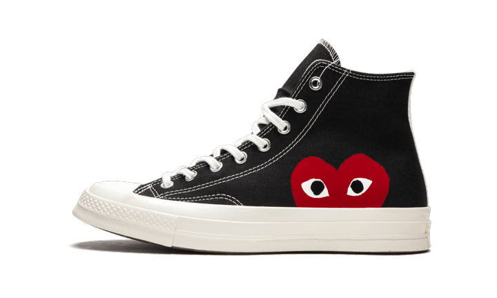 Converse Chuck Taylor All-Star 70s Hi Comme des Garçons PLAY Black - 150204CDate de Sortie : Mars 2019Colorway : BLACK/WHITE-HIGH RISK RE