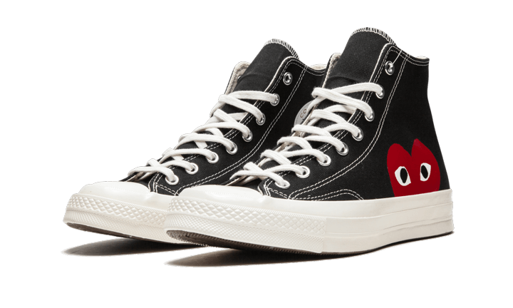 Converse Chuck Taylor All-Star 70s Hi Comme des Garçons PLAY Black - 150204CDate de Sortie : Mars 2019Colorway : BLACK/WHITE-HIGH RISK RE